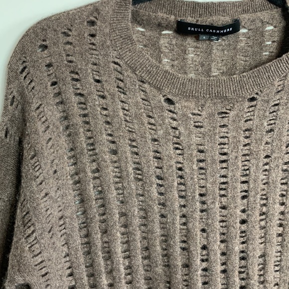 Skull Cashmere Brown Crew Neck Sweater Size Large - Picture 3 of 9